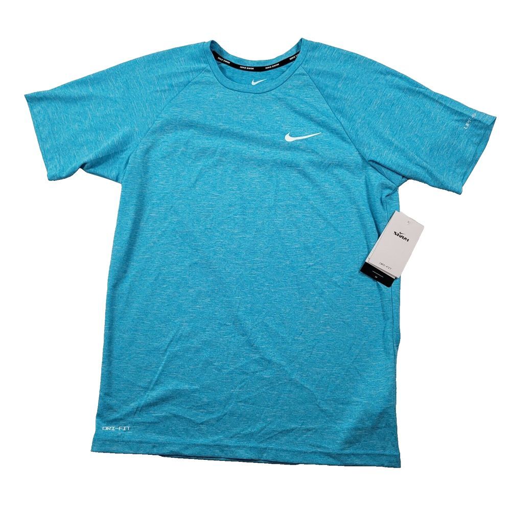 Nike Hydroguard Dri-fit Rash Guard Mens Small Blue Lightening Stretch Upf 40 NEW